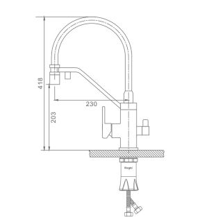 Смеситель Raglo R85.62.03 для кухни с подключением фильтра золотой сатин